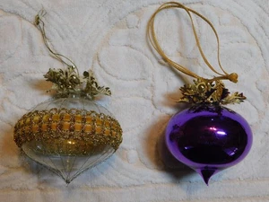 LOTE DE HOJAS DE LÁGRIMA DE CEBOLLA PÚRPURA ALAMBRE VIDRIO TRANSPARENTE CABLE ADORNO NAVIDAD DE COLECCIÓN - Imagen 1 de 9