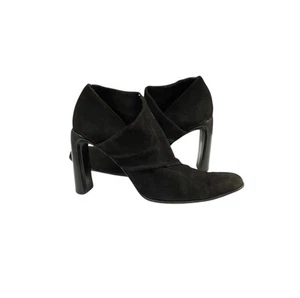 Donna Karan New York Black Suede Pleated Ankle Booties Pumps Size 10B Vintage - Picture 1 of 10