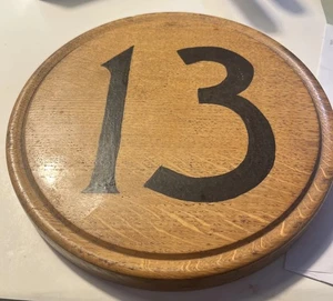 Vintage Oak Number 13 House Number Sign Handmade Painted Black Numerals On Wood - Picture 1 of 8
