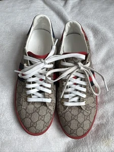 Zapatillas Gucci Ace GG Supreme Talla US 10 Hombre Italianas Talla 43 Parte Inferior Roja - Imagen 1 de 16