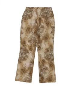 DENIM & CO Womens Straight Casual Trousers Large W32 L30 Beige Paisley AE09 - Picture 1 of 3