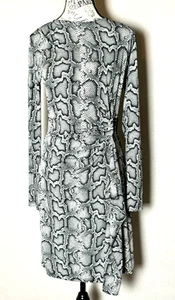 Michael Kors Gunmetal Cobra Draped Stretch Jersey Dress w/Metal Waist Logo Small - Picture 1 of 13