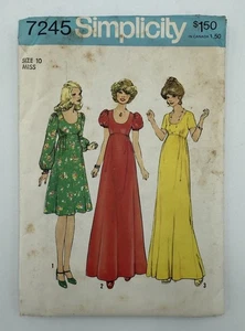 Simplicity 1975 Sewing 70’s Pattern #7245 Dress Size 10 Busy 32.5 Hip 34.5 Uncut - Picture 1 of 2