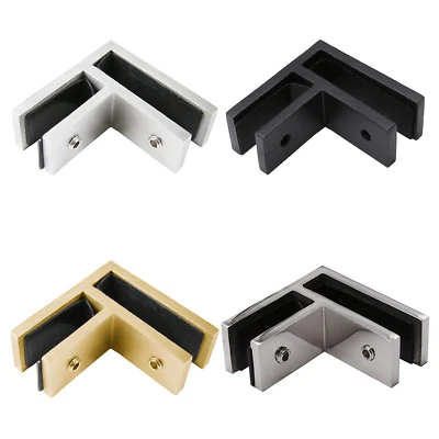 TOP HARDWARE 90 Degree Glass to Glass Stainless Steel Bracing Clamp - 1/2" & 3/8" Thick Glass
