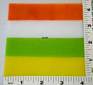 FUSIBLE OPAQUE MIX BULLSEYE GLASS STRIPS GREEN, YELLOW, ORANGE, & WHITE 90 COE - Picture 1 of 1