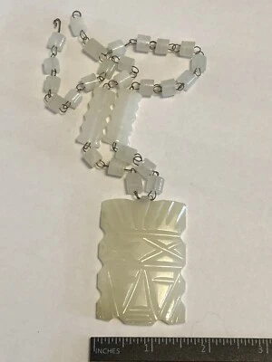 Colgante vintage mexicano tallado ágata cara tribal azteca cuentas de ágata/cadena de alambre Foto 1 de 4