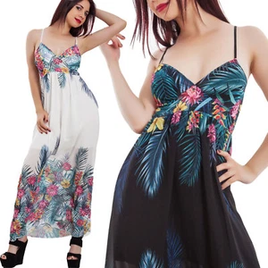 Vestido Mujer Largo Fantasía Floral Transparente Escisión Elegante JL-2706 - Imagen 1 de 8