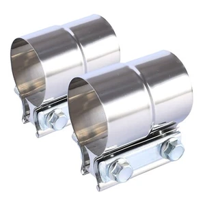 2PCS 3" Stainless Exhaust Band Clamp Step Lap Joint for Catback Muffler Pipe - Picture 1 of 8