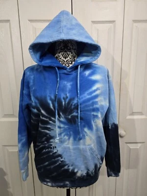 Sudadera con capucha para mujer Exist azul tie-dye de peso pesado manga larga talla pequeña Foto 1 de 4
