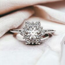Sterling Silver CZ Cluster Ring  sizes 7-9 Wedding Bridal Jewellery UK Stock