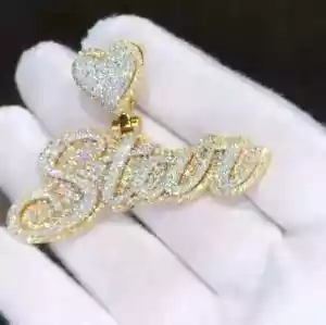 2.80Ct Round Cut Lab Created Diamond Custom Heart Pendant 14K Yellow Gold Plated - Picture 1 of 8