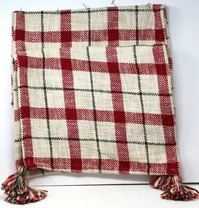 Rachel Zoe Red Green Tan Plaid Woven Cotton Christmas Holiday Table Runner 85" - Picture 1 of 8