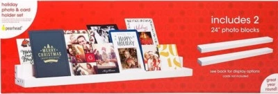 Pearhead 2PC White Wooden Photo & Card Holder Block Set - 24” W x 1” H x 2.60 - Image 1 of 4