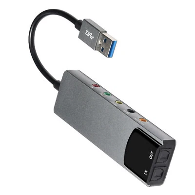 USB 3.0 Sound Card 5.1 Channel External Audio Cards SPDIF Optical for PC Laptop - Image 1 of 4
