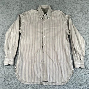 Luigi Borrelli Men's Dress Shirt 16.5 Beige Striped Button Up Made In Italy - Picture 1 of 10