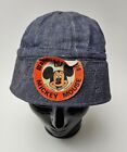 Chapeau de seau vintage en denim bleu souris Walt Disney Mickey "Steven" fabriqué au Japon 