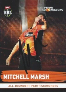 ✺Signed✺ 2016 2017 PERTH SCORCHERS BBL Cricket Card MITCHELL MARSH - Bild 1 von 3