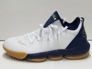 NIKE LEBRON XVI LOW OLYMPIC USA  BASKETBALL SHOES MEN SIZE 12 US WHITE BLUE GOLD - Picture 1 of 6