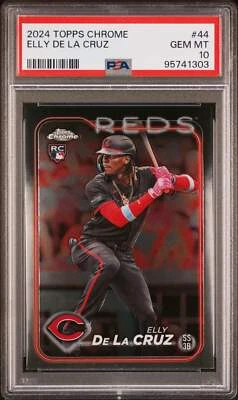 Graded 2024 Topps Chrome Elly De La Cruz #44 Rookie RC Baseball Card PSA 10 - Image 1 of 2