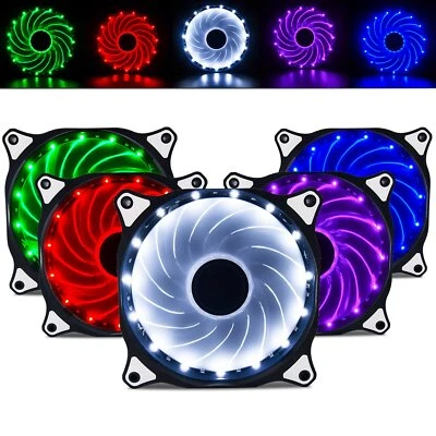 Vetroo 15 LED 120mm PC Computer Case Cooling Neon Quite Clear Fan Mod 4 / 3 Pin - Image 1 of 4