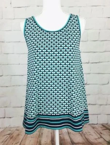 Neu mit Etikett Max Studio Damen Multi-Segelboot bedruckt Haifischbiss Saum Tunika Top Gr. S & M - Bild 1 von 6