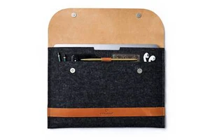 MacBook Air M2 M1 Pro 13" M2 Pro 14"/16" Laptop Funda Bolso Lana Fieltro Cuero - Imagen 1 de 14