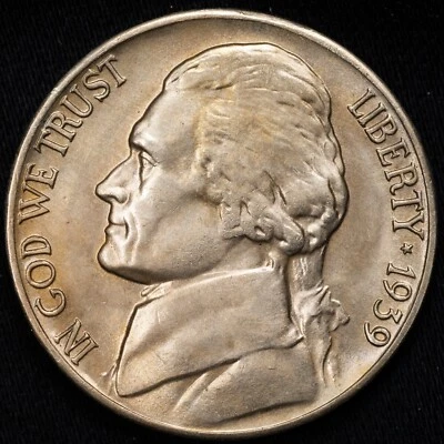 1939-D Jefferson Nickel Choice Uncirculated BU+ Denver Mint - Image 1 of 4