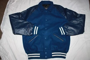Vintage STEWART STRAUSS Letterman Jacket MENS Wool LEATHER COWBOYS DODGERS MED - Picture 1 of 3