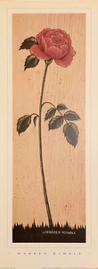 art print~ROSE FLORAL PANEL~Warren Kimble~folk primitive flower 7.5x20 - Picture 1 of 1