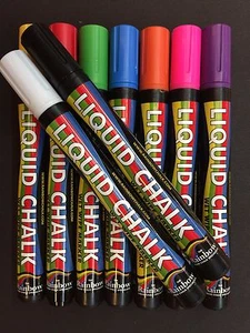 Pluma limpiadora húmeda Rainbow Liquid Tiza 5 mm para pizarras, escritura de letreros | paquete de 9 - Imagen 1 de 1