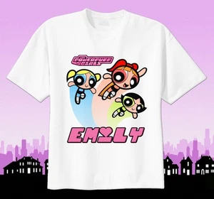 POWER PUFF GIRLS Custom t-shirt Personalize Birthday Buttercup, Blossom, Bubbles - Picture 1 of 1