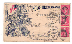 US 1898 COVER to SAAR, GERMANY with TEDDY ROOSEVELT ROUGH RIDERS CACHET!