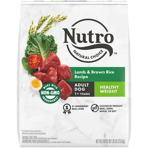 Nutro Natural Lamb&Brown Rice Dry Dog Food for Healthy Weight Adult Dog 30lb Bag - Picture 1 of 12