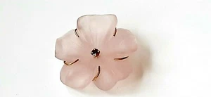 GOLD BROOCH ° 585 / 1000 ° 14 ct ° PINK GLASS ° RUBY ° flower ° gold jewelry ° - Picture 1 of 12