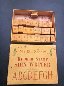 Vintage Rubber Stamp Alphabet Set No. 134 Special Sign Writer in Box Sample - Picture 1 of 20
