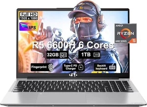15.6 Business-gaming-Laptop, 6-Cores AMD Ryzen 5 6600H 32GB DDR5 1TB SSD WiFi5 - Picture 1 of 7