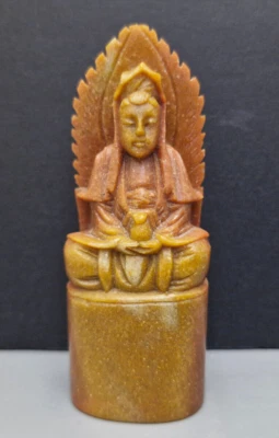 Carved Kwan Yin Soapstone Stone Seal - Image 1 of 4