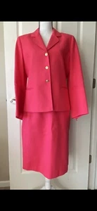 Women's Anne Klein Skirt Suit Fuchsia Pink Quilted Career Office Lined Size 12 - Picture 1 of 7