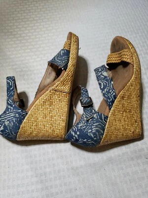 TOMS Talla 7 Azul Tejido de Mimbre Correa al Tobillo Mujer Damas Sandalias Zapatos Foto 1 de 4