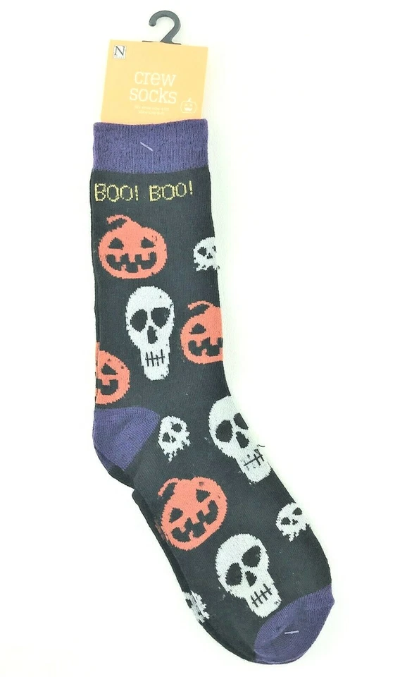 Mujer BOO! BOO! Calabazas y Calaveras (1) Par Divertidos Calcetines Novedad Halloween Crew  Foto 1 de 4