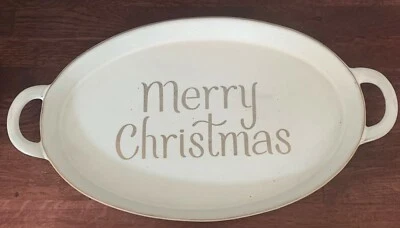 Threshold  17.6" Terracotta Merry Christmas Serving Tray White - Image 1 of 3