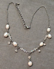 Handmadefaux pearl and small crystal drop y-drop necklace W27