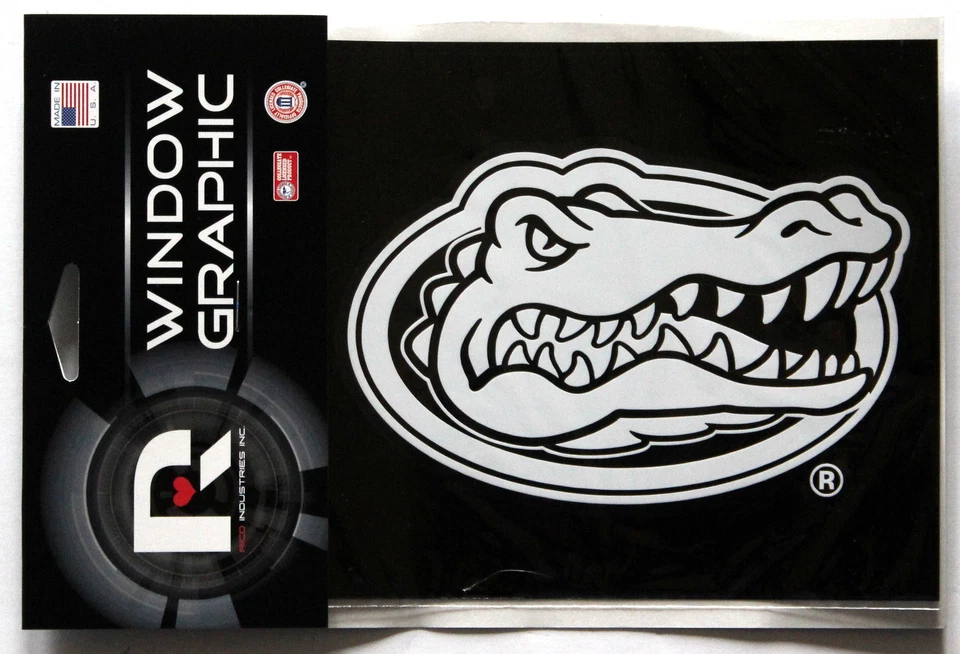 Large Gator Window Decal University of Florida White  NCAA Vinyl Logo - Image 1 of 4