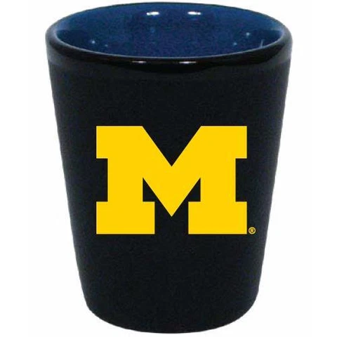 Michigan Wolverines 2 Ounce Matte Black Shot Glass [NEW] NCAA Drink Pint Glass Cover
