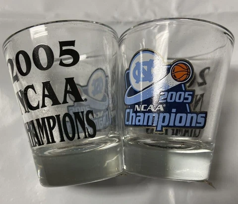 North Carolina Tar Heels 2005 NCAA Champions 2oz  Shot Glass ( set of two )    C Cover