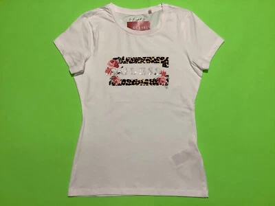 Nueva Camiseta GUESS Los Angeles Mujer Manga Corta X-LARGE Blanca con Plateada, Rosas Foto 1 de 4