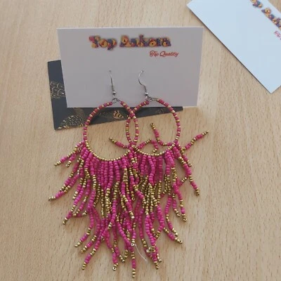 Perlenohrringe Rocaille multicolor Perlen Traditionelle Ohrringe. - Bild 1 von 2