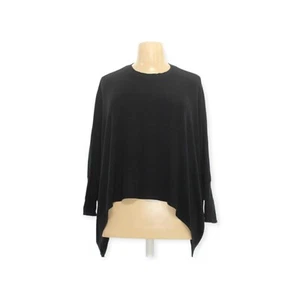 NJC Boutique Womens XL Black Sweater Pullover Shark Bite Hem Relaxed - Picture 1 of 2