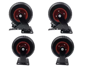 HKB® Schwerlastrollen 2x Lenkrollen mit Bremse 2x Bockrollen max 1000 kg Last - Bild 1 von 4