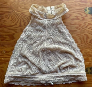 FREE PEOPLE Intimately Beige Lace & Net Halter Bralette Size S / P Back Hook - Picture 1 of 5